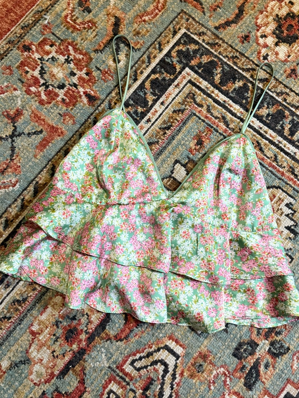 Floral Ruffle Cami Crop Top